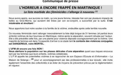 Communiqué de presse du 1er féminicide de l’année en Martinique
